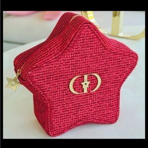 Dior Beauty Red Star GWP Cosmetic Pouch –Gorgeous Shimmering Star Shaped– New
